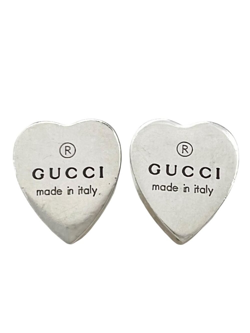 Gucci Trademark Heart Shape Silver Earrings